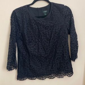 J crew black lace quarter sleeve shirt
